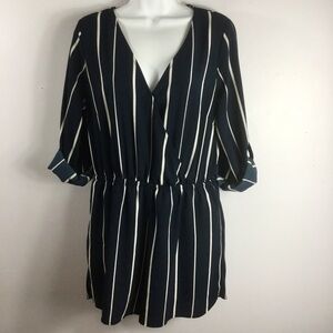 Iris Surpliced Navy With White Stripes Romper